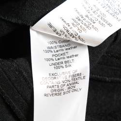 Pre Owned Chloe Black Linen Crochet Trim Long Sleeve Fringed Dress M