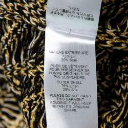 Pre Owned Chloe Yellow & Black Patterned Linen & Silk Knit Long Sleeve Top XS