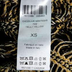 Pre Owned Chloe Yellow & Black Patterned Linen & Silk Knit Long Sleeve Top XS