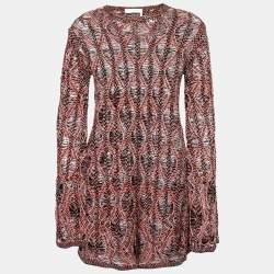 Pre Owned Chloe Orange Multicolor Knit Mini Dress S