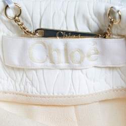 Pre Owned Chloe White Embossed Jacquard Open Front Cropped Jacket M