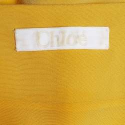Pre Owned Chloe Yellow Silk Ruffled Neck Knee-Length Dress L