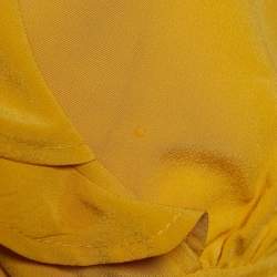 Pre Owned Chloe Yellow Silk Ruffled Neck Knee-Length Dress L