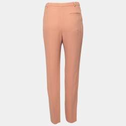 Pre Owned Chloe Light Brown Crepe Straight Leg Trousers M