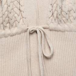 Pre Owned Chloe Beige Cable Knit V-Neck Cardigan Vest M
