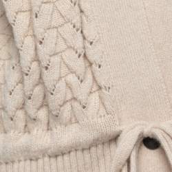 Pre Owned Chloe Beige Cable Knit V-Neck Cardigan Vest M