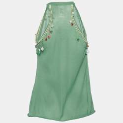 Pre Owned Chloe Vintage Green Cotton Knit Bead Detail Coverup M