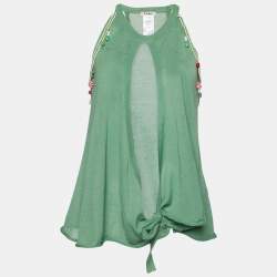 Pre Owned Chloe Vintage Green Cotton Knit Bead Detail Coverup M