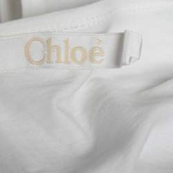 Pre Owned Chloe White Cotton Ruffled Sleeve Round Neck Top XL