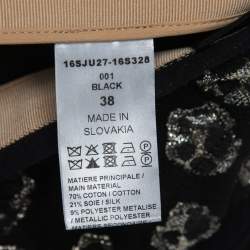 Chloe Black Lurex Jacquard Cotton Pleated Skirt M