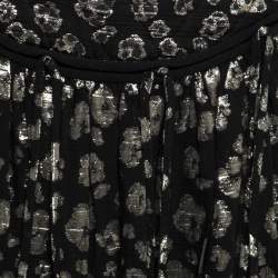 Chloe Black Lurex Jacquard Cotton Pleated Skirt M
