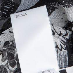 Pre Owned Chloe Monochrome Printed Sheer Chiffon Short Sleeve Blouse S