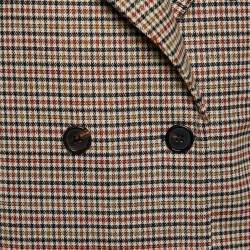 Pre Owned Chloe Beige Checkered Wool Double Breasted Blazer M