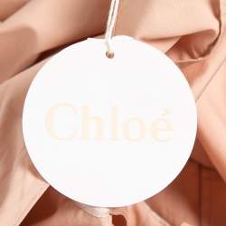 Pre Owned Chloe Light Pink Cotton Tie Bow Shoulder Detail Midi Dress M