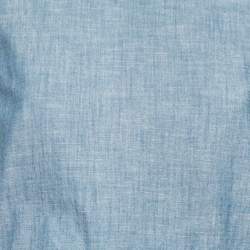 Pre Owned Chloe Blue Chambray Overlay Detailed Short Sleeve Maxi Dress M