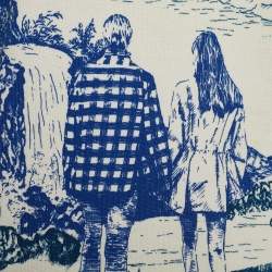 مملوكة مسبقًا Chloe Off-White and Indigo Terry Knit Toile De Jouy T-Shirt XS