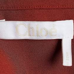 مملوكة مسبقًا Chloé Brown Crepe Ruched Sleeve Blouse S