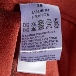 مملوكة مسبقًا Chloé Brown Crepe Ruched Sleeve Blouse S