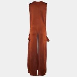 Pre Owned Chloé Crimson Brown Knit Slit Detail Maxi Vest S
