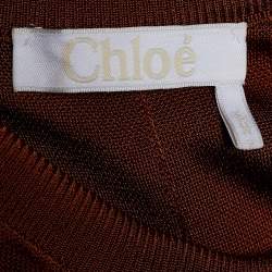 Pre Owned Chloé Crimson Brown Knit Slit Detail Maxi Vest S