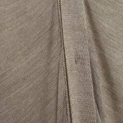 Pre Owned Chloé Beige Gris Silk Knit Concealed Button Cardigan M