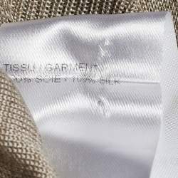 Pre Owned Chloé Beige Gris Silk Knit Concealed Button Cardigan M