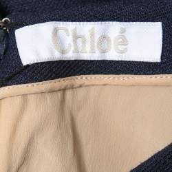 Chloé Navy Blue Wool Flared Dress M