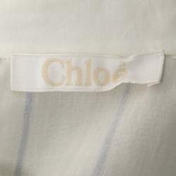 Pre Owned Chloe White & Blue Striped Cotton Tunic M