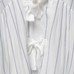 Pre Owned Chloe White & Blue Striped Cotton Tunic M