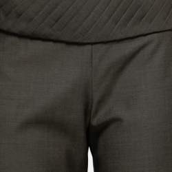 Pre Owned Chloe Olive Green Crepe Pleated Side Buckled Trousers M