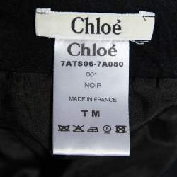 Chloe Black Wool & Cotton Pleated Detail Maxi Skirt M