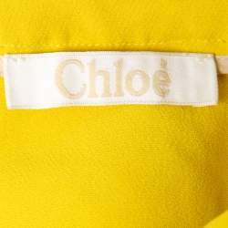 Pre Owned Chloe Yellow Crepe & Lace Overlay Mini Skirt S