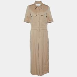 Chloe Brown Wool & Cotton Cargo Jumpsuit M