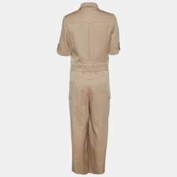 Chloe Brown Wool & Cotton Cargo Jumpsuit M