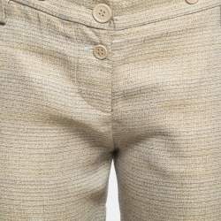 Pre Owned Chloe Light Yellow Textured Cotton & Silk Bermuda Shorts S