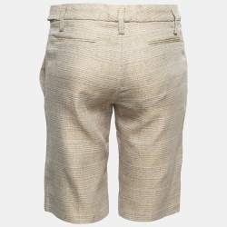 Pre Owned Chloe Light Yellow Textured Cotton & Silk Bermuda Shorts S
