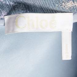 Pre Owned Chloe Blue Lurex Silk Button Front Shirt M