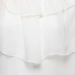 Pre Owned Chloe Light Cream Chiffon Silk Braid Trimmed Blouse S