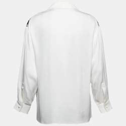 Pre Owned Chloe White & Navy Blue Embroidered Inset Crepe Tunic S