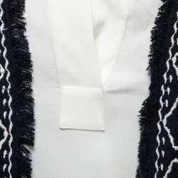 Pre Owned Chloe White & Navy Blue Embroidered Inset Crepe Tunic S