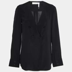Pre Owned Chloe Black Silk Double Breasted Top M
