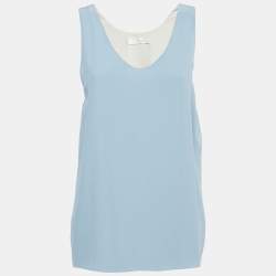 Pre Owned Chloe Blue Silk Crepe Sleeveless Top L