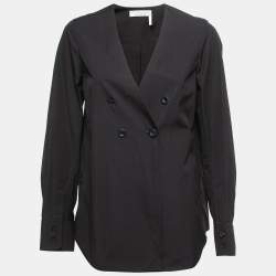 Chloe Black Cotton Double Breasted Blouse M