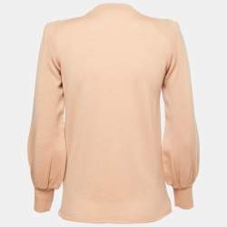 Pre Owned Chloe Beige Wool Bow-Tie Knit Sweater S
