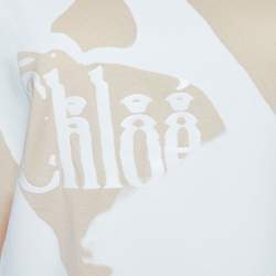 Pre Owned Chloe Light Pink Femininity Logo Printed Cotton Oversized T-Shirt S