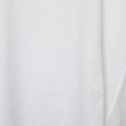 Pre Owned Chloe White Cotton Rib Knit Detail Oversized T-Shirt S