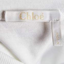 Pre Owned Chloe White Cotton Rib Knit Detail Oversized T-Shirt S