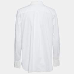 Pre Owned Chloe White Cotton Ruffled Lace Neck Blouse S