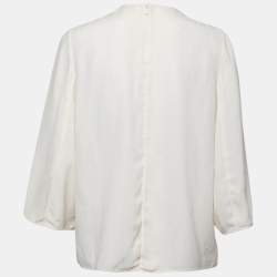 Pre Owned Chloe Milk Linen Blend Guipure Lace Paneled Blouse L