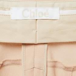 Pre Owned Chloe Beige Crepe Front Pleated Trousers M